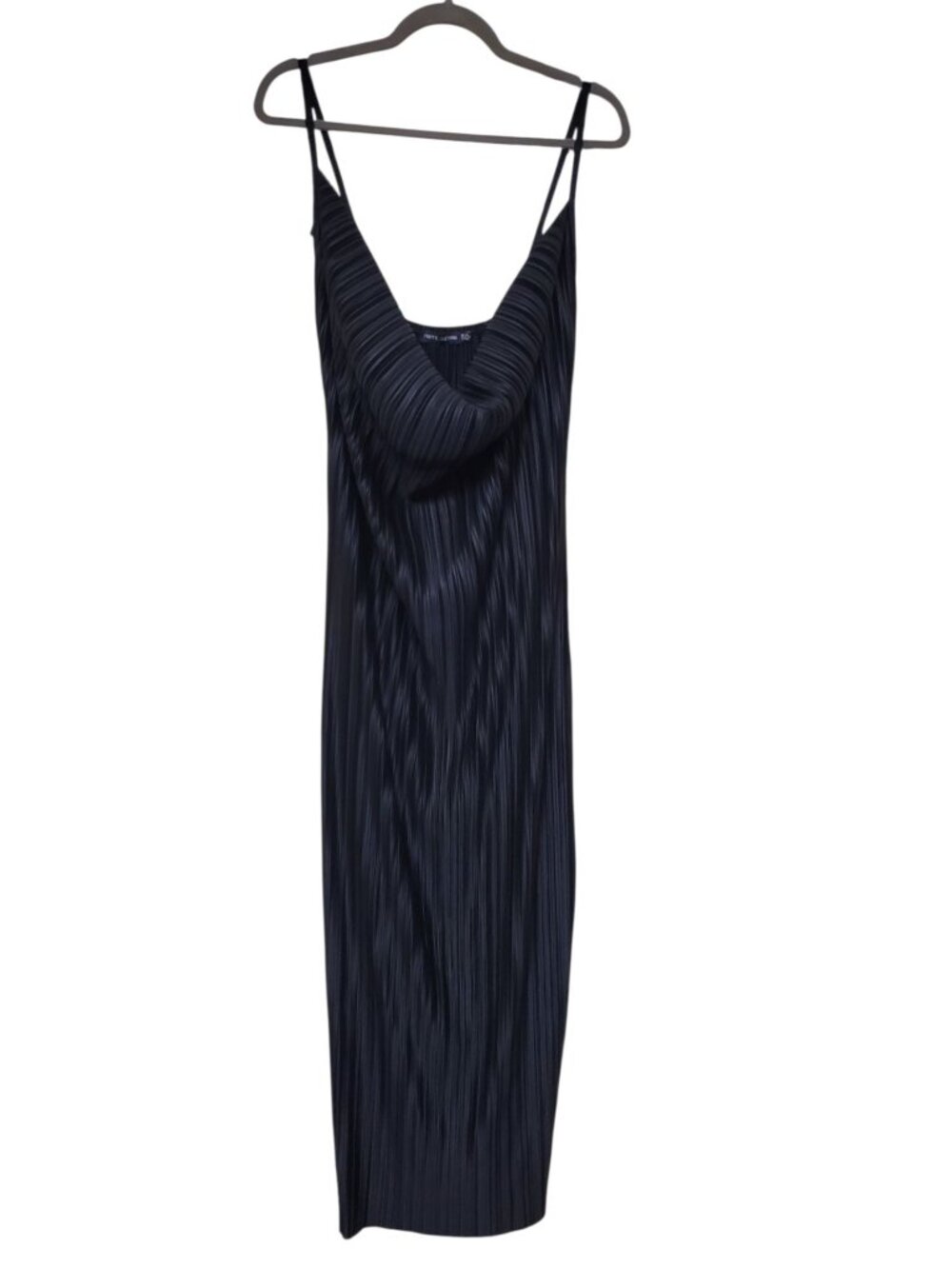 Prettylittlething Black Crinkle Drape Neck Sleeveless Slinky Maxi NWT Plus 14